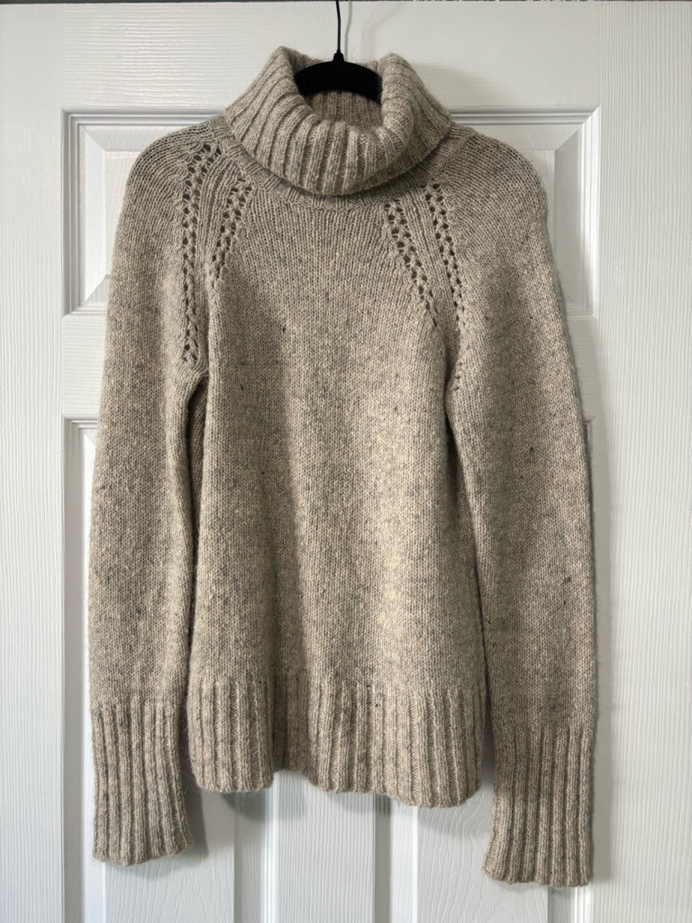 Loft Brand Wool & Mohair Blend Turtleneck Sweater in Heathered Cream